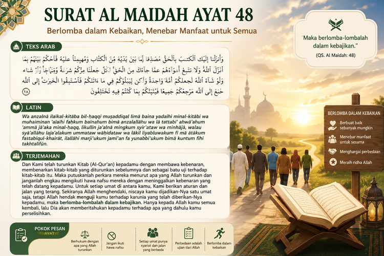 Surat Al Maidah Ayat 48: Arab, Latin, Arti & Isi Kandungannya