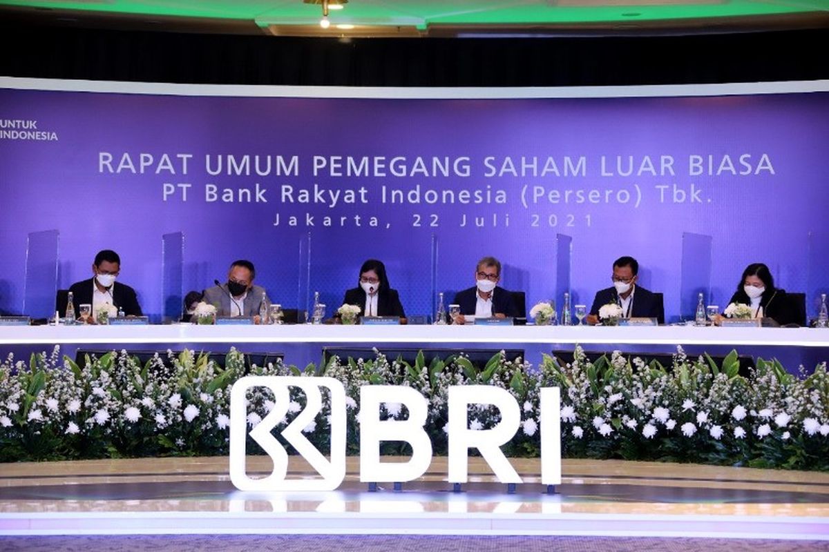 PT Bank Rakyat Indonesia (Persero) Tbk menggelar Rapat Umum Pemegang Saham Luar Biasa (RUPSLB) secara daring di Jakarta, Kamis (22/7/2021). 