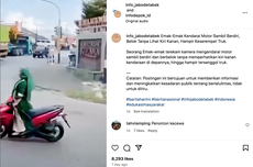 Video Wanita Berkendara Motor Sambil Berdiri, Nyaris Tersenggol Truk