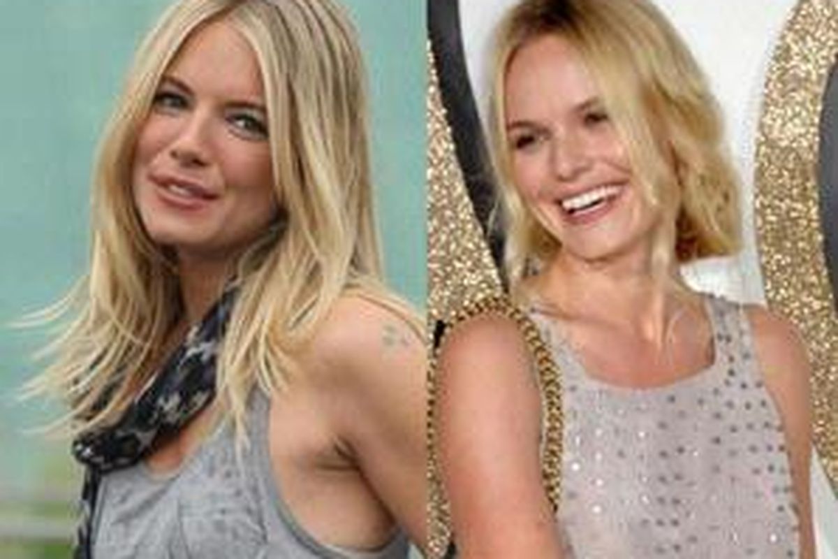 Sienna Miller (kiri) dan Kate Bosworth, pede dengan ukuran yang mini.