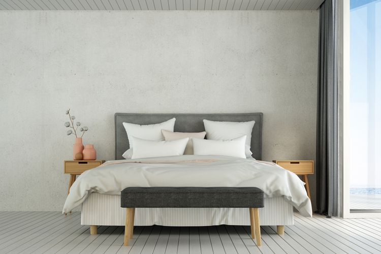 Ilustrasi kamar tidur minimalis.