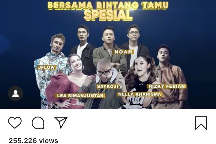 Tangkapan layar para bintang tamu yang memeriahkan Indonesian Idol X nanti malam lewat Instagram Indonesian Idol @indonesianidolid, Senin (2/3/2020). 