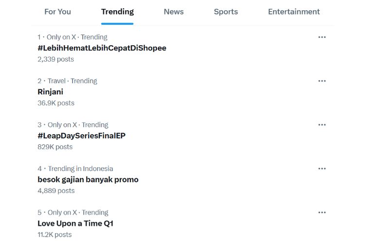 Hashtag #LebihHematLebihCepatDiShopee sempat menempati posisi teratas trending topic di X, menandakan antusiasme warganet pada kampanye Shopee