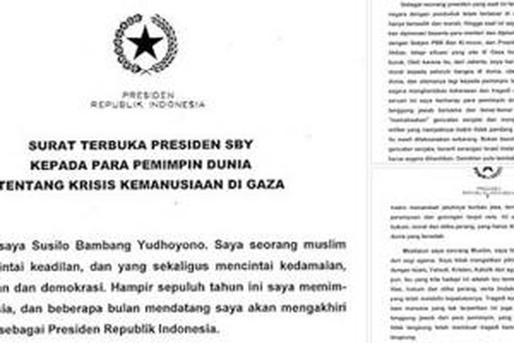 Surat terbuka Presiden Susilo Bambang Yudhoyono yang diunggah di laman Facebook resmi Yudhoyono.
