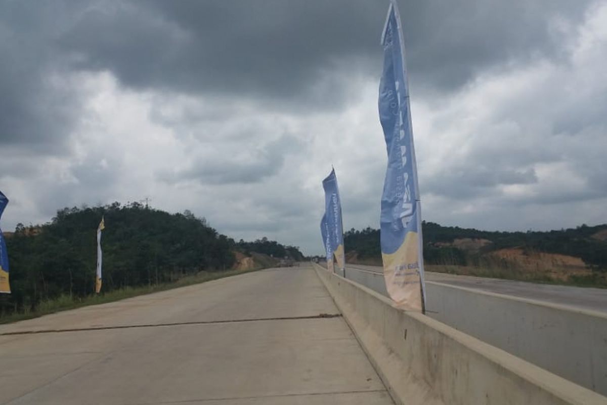 Kondisi pembangunan Jalan Tol Balikpapan-Samarinda Seksi 2, Kamis (16/8/2018).