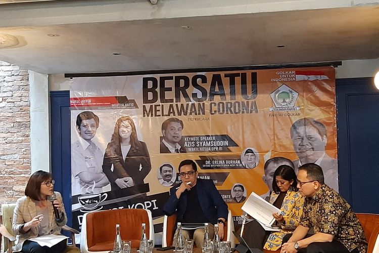 Diskusi Bersama Melawan Corona di Jakarta, Jumat (13/3/2020).