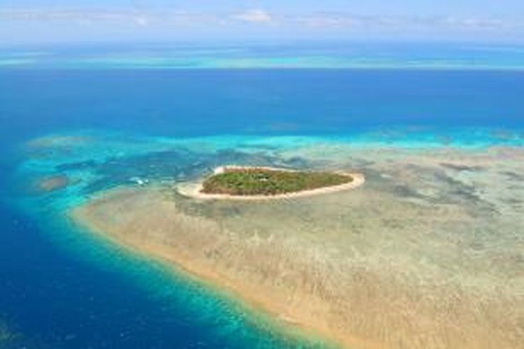 Green Island, Great Barrier Reef, Cairns, Australia dilihat dari atas