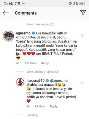 Agnez Mo membela Rossa yang dituding warganet melakukan operasi plastik.