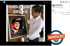 Konten Manipulasi, Jokowi Memegang Bingkai Berisi Foto Anies Baswedan