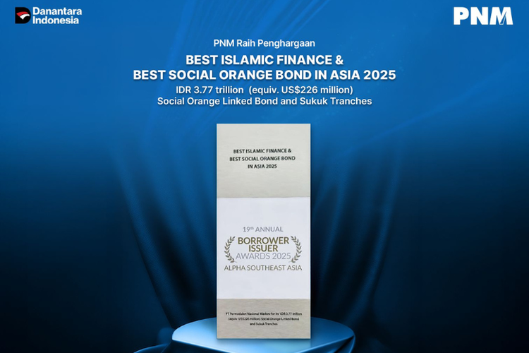 PNM raih penghargaan Best Islamic Finance & Best Social Orange Bonds in Asia 2025 pada ajang 19th Annual Borrower Issuer Awards 2025 Alpha Southeast Asia yang digelar di The Fullerton Hotel, Singapura, Kamis (12/2/2026).