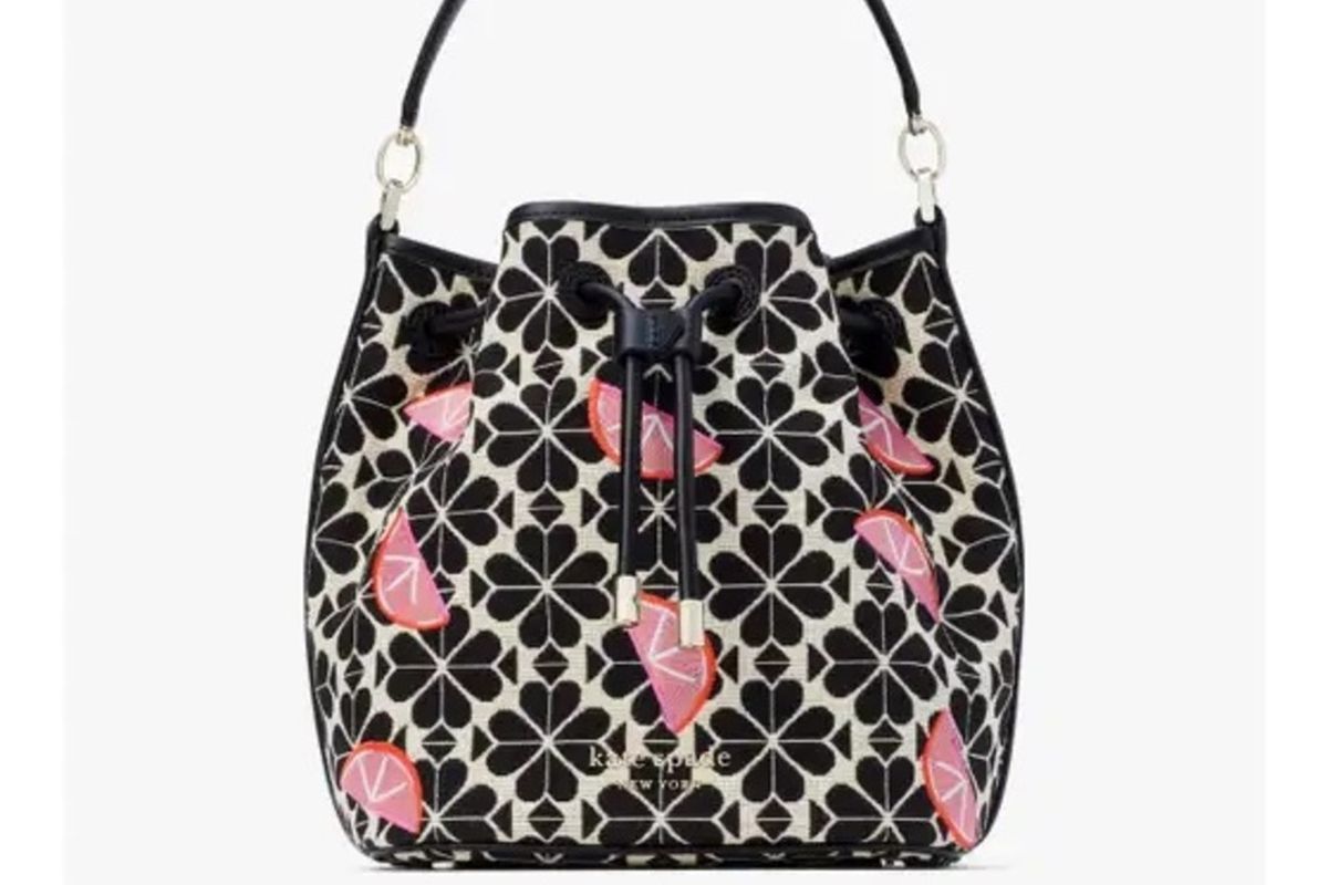 Spade Flower Jacquard Grapefruits Sinch Medium Bucket Bag