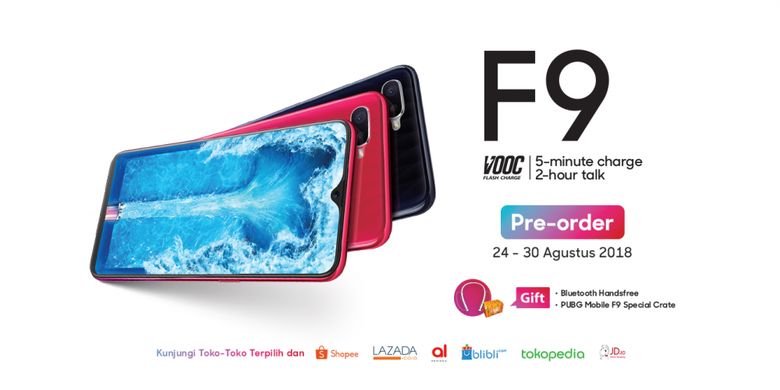 Pre order OPPO F9 dari 24-30 Agustus 2018