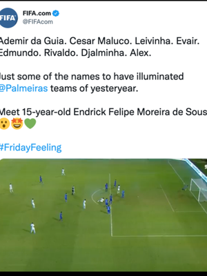 FIFA menandai Endrick dalam twit mereka. Foto ini memperlihatkan aksi tendangan salto Endrick yang membobol gawang lawan. Endrick menjadi incaran Real Madrid, Barcelona, Man United, Man City dan Liverpool.