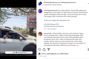 Aksi Koboi Pengemudi Mobilio Tembak Ban Pajero Sport di Demak