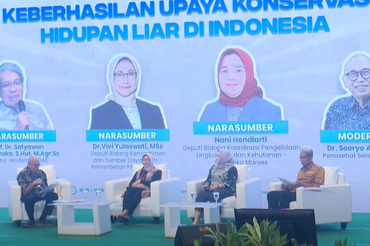 Seminar Keberhasilan Upaya Konservasi Hidupan Liar di Indonesia, sebagai rangkaian acara Pekan Keanekaragaman Hayati 2024 di Gedung Manggala Wanabakti, Jakarta, Rabu (15/5/2024). 