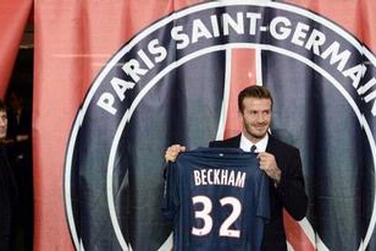 Gelandang anyar Paris Saint-Germain, David Beckham. 