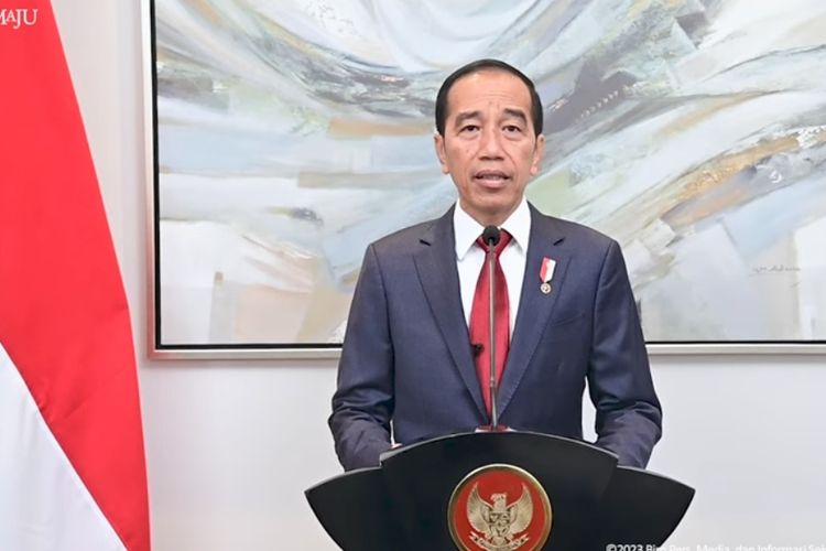 Presiden Joko Widodo saat memberikan keterangan pers secara daring mengenai konflik Palestina-Israel pada Kamis (19/10/2023)