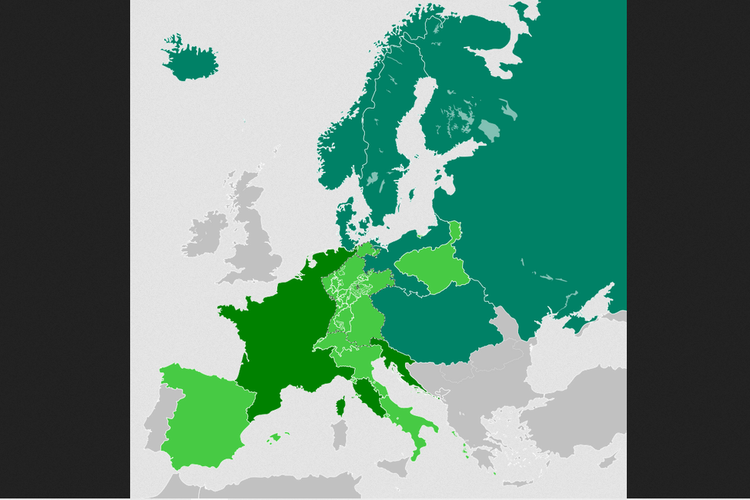 Negara-negara di Eropa yang dipaksa memberlakukan Continental Stelsel atau Sistem Kontinental.