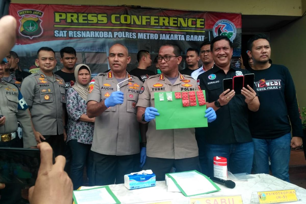 Rilis kasus narkoba model majalan Vitalia Sesha di Polres Metro Jakarta Barat, Kamis (27/2/2020)