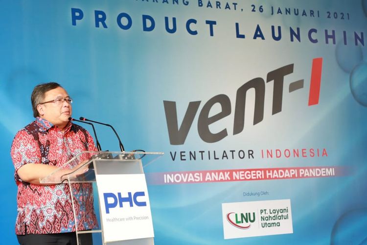 Menristek Bambang saat peluncuran ventilator karya ITB dengan PT.Panasonic Health Care Indonesia