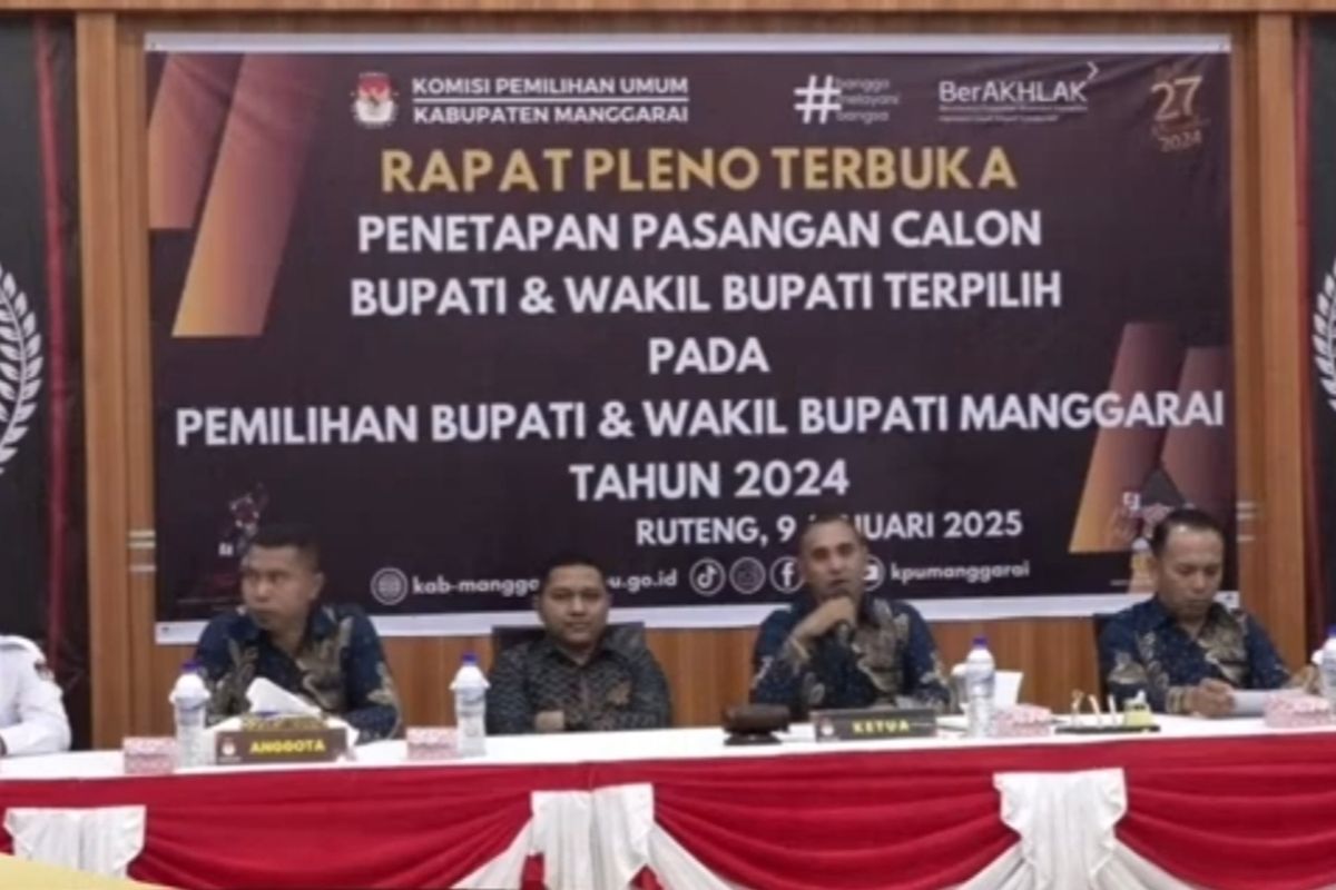 KPU Tetapkan Hery-Fabi Bupati dan Wakil Bupati Manggarai Terpilih 2025-2030