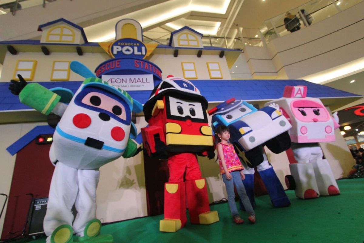 Hiburan anak bertema Robocar Poli di mal AEON BSD City.