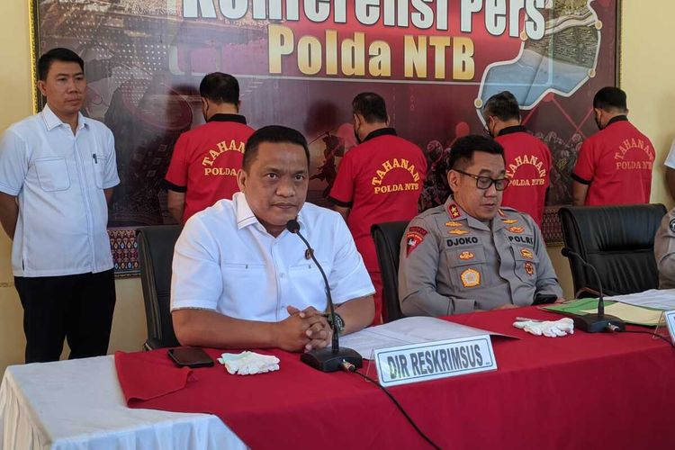 jumpa pers polda NTB ungkap kasus korupsi poltekes Mataram, Selasa (22/8/2023).