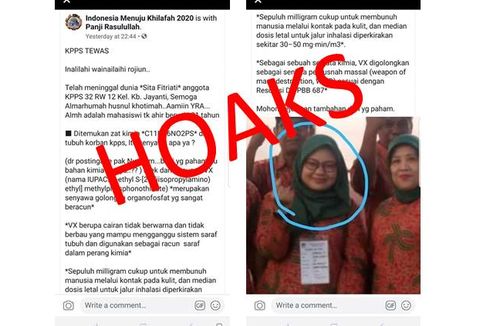 [HOAKS] Anggota KPPS di Bandung Meninggal karena Diracun Zat Kimia VX