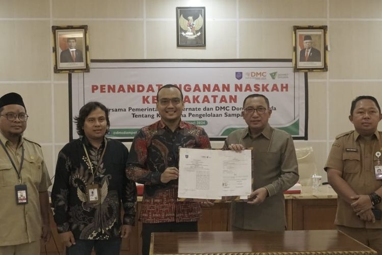 Perkuat upaya menjaga lingkungan, Pemerintah Kota Ternate dan DMC Dompet Dhuafa jalin kerja sama pengelolaan sampah, Senin (12/2/2024).