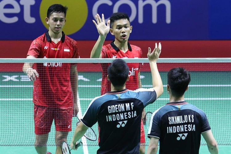 fajar Alfian/Muhammad Rian Ardianto belum mampu mengatasi Kevin Sanjaya Sukamuljo/Markus Fernaldi Gideon