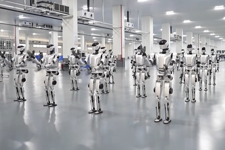 Ilustrasi robot humanoid bikinan pabrik Leju Robotics x Dongfang Precision di Guangdong, China