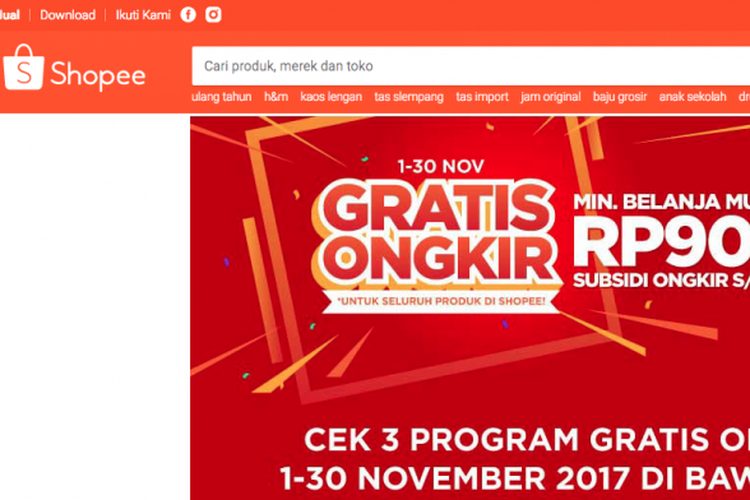 Program promosi 11.11.2017 dari Shopee.