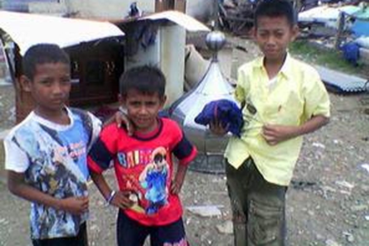 Inilah anak-anak korban penggusuran di Pedongkelan, Pulogadung, Jakrta Timur.