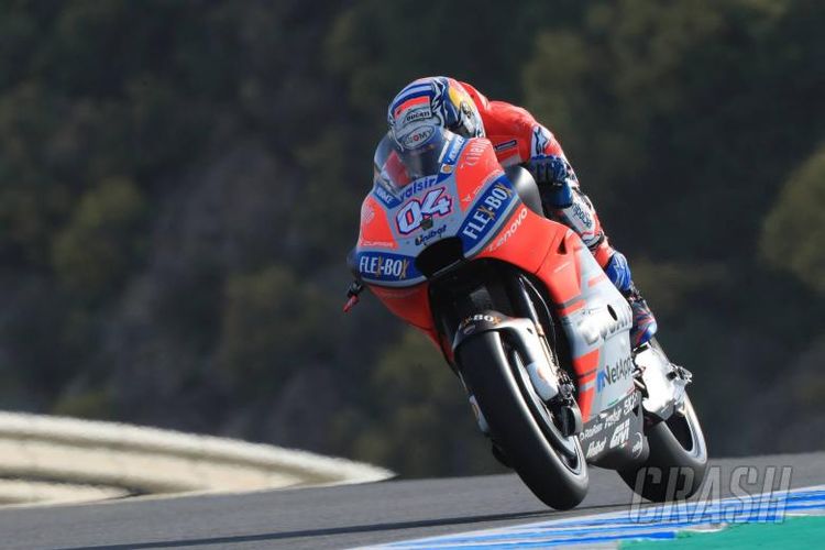 Pebalap Ducati Andrea Dovizioso saat menjalani sesi kualifikasi GP Spanyol di Sirkuti Jerez, Sabtu (5/5/2018).