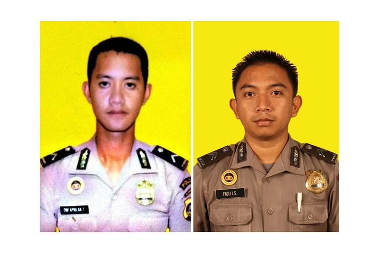 Briptu Fadli I Suleman dan Briptu Dwi Aprilan Tumulo , dua anggota Polda Gorontalo yang dipecat Kapolda akibat penipuan dan tabrak lari.