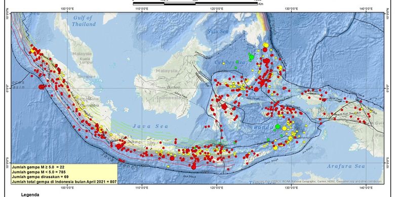 Bmkg Selama April 2021 Tercatat Ada 807 Gempa Guncang Indonesia Halaman All Kompas Com