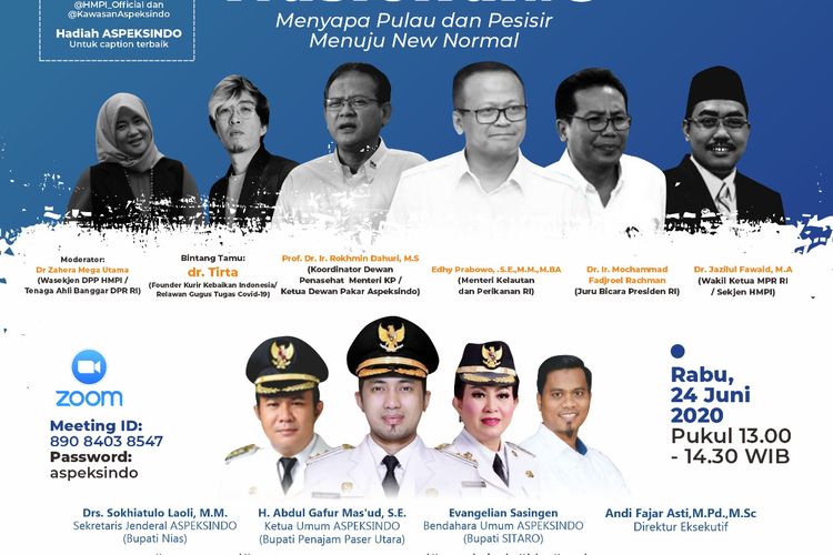 Silaturahmi Nasional#5 Aspeksindo bertajuk Menyapa Pulau dan Pesisir Menuju New Normal, Rabu (24/6/2020).