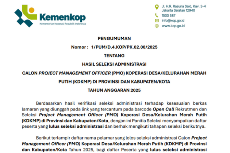Tes Tulis PMO Kemenkop 2025 Dimulai 16-18 September, Ini Tata Cara dan Bocoran Kisi-Kisi Soalnya