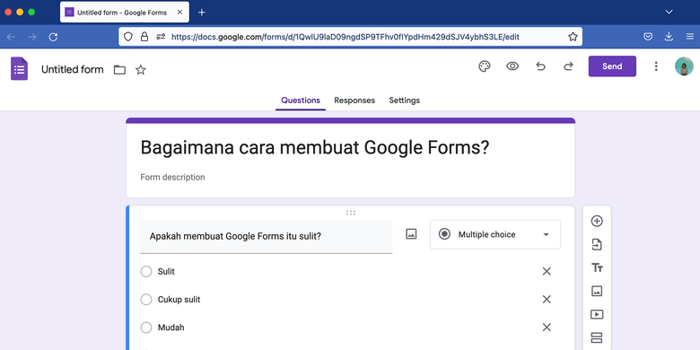 Cara membuat Google Forms di komputer.