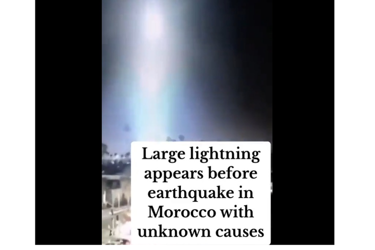 Tangkapan layar video diklaim sambaran petir sebelum gempa Maroko terjadi