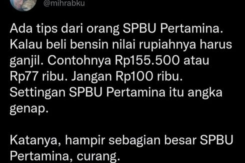 Penjelasan Pertamina soal Unggahan Viral Tips Isi BBM dengan Nominal Ganjil agar Tak Dicurangi