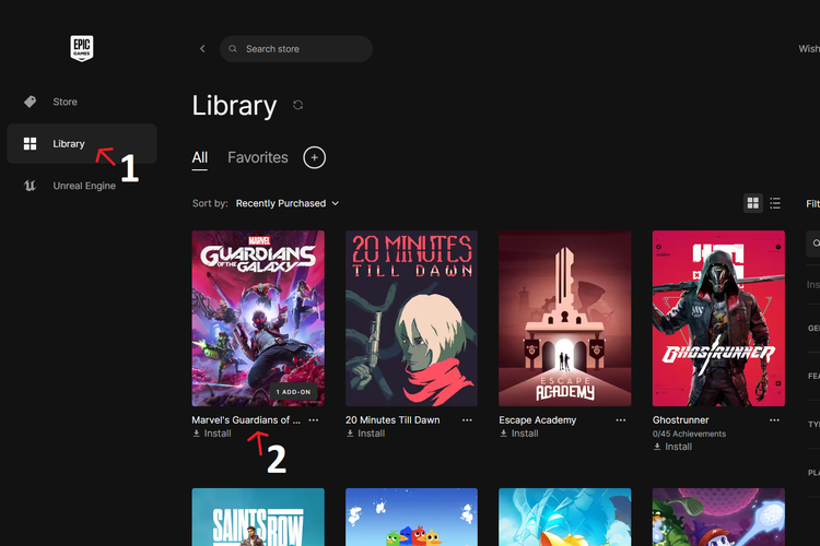 Setelah mengeklaim Marvel's Guardians of the Galaxy di Epic Games, pengguna bisa mengunduh game tersebut lewat launcher Epic Games