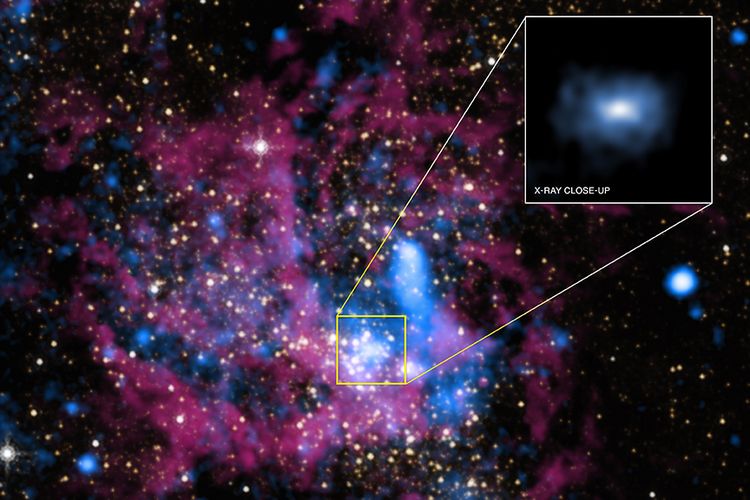 Lubang hitam supermasif, Sagitarius A* (Sgr A*) yang ditemukan NASA dengan teleskop Chandra X-ray Observatory.