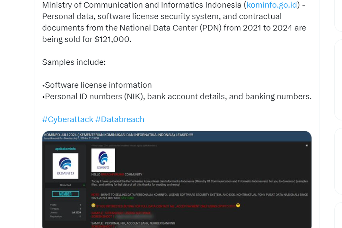 Data Kemekominfo diduga bocor.