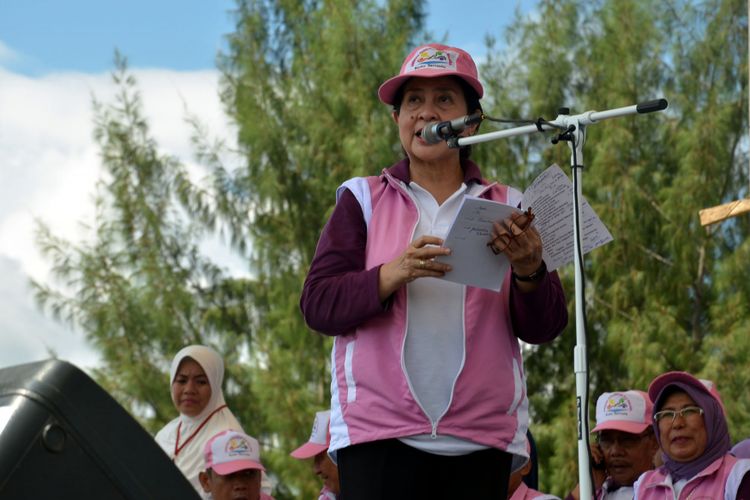 Menteri Kesehatan RI Nila Farid Moeloek saat membuka Jambore Fasilitator Pla Malaria di Ternate, Provinsi Maluku Utara, Kamis (27/4/2017)