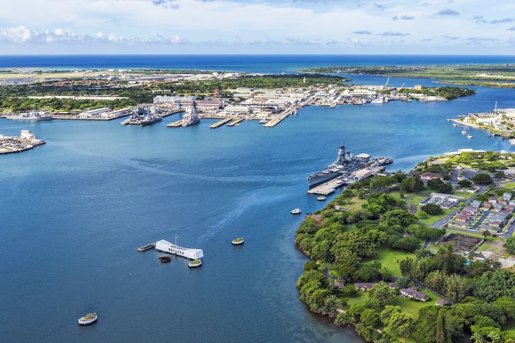 Ilustrasi Pangkalan Pearl Harbor di Hawaii, AS.