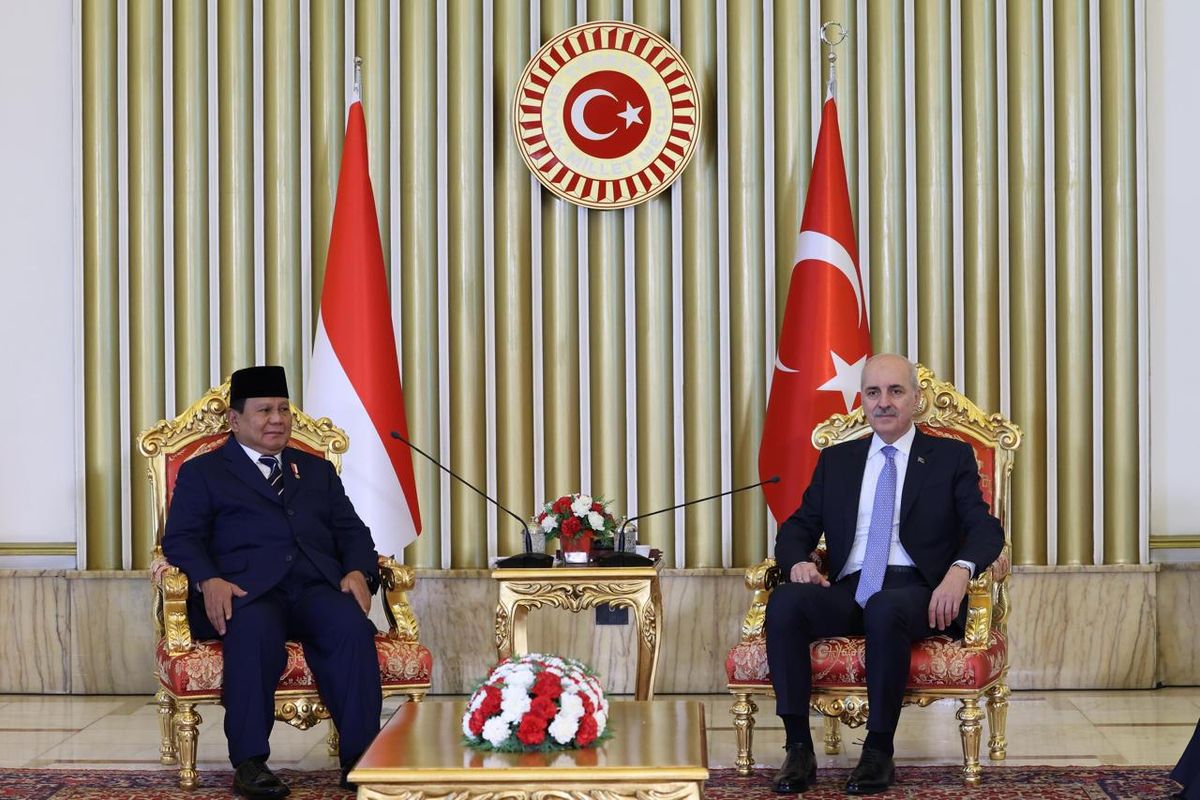 Prabowo Temui Ketua Parlemen Turkiye Numan Kurtulmus di Ankara