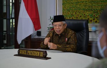 Wakil Presiden Ma'ruf Amin di acara Rapat Koordinasi Nasional (Rakornas) Kepegawaian Badan Kepegawaian Nasional (BKN) 2021 secara virtual, Kamis (1/7/2021).
