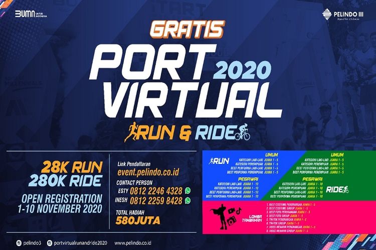 PT Pelabuhan Indonesia III Persero menyelenggarakan Port Virtual Run and Ride 2020 (Dok. Pelindo III)