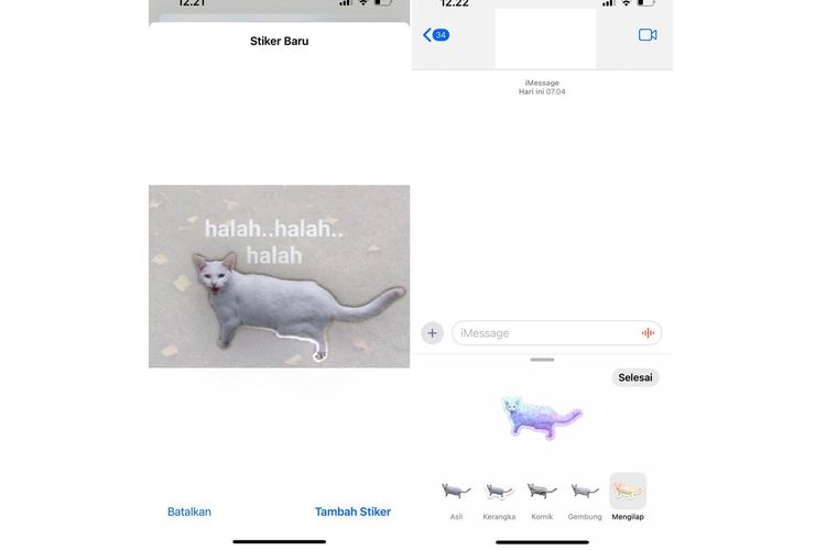 Ilustrasi membuat stiker dengan efek animasi di iMessage iOS 17.